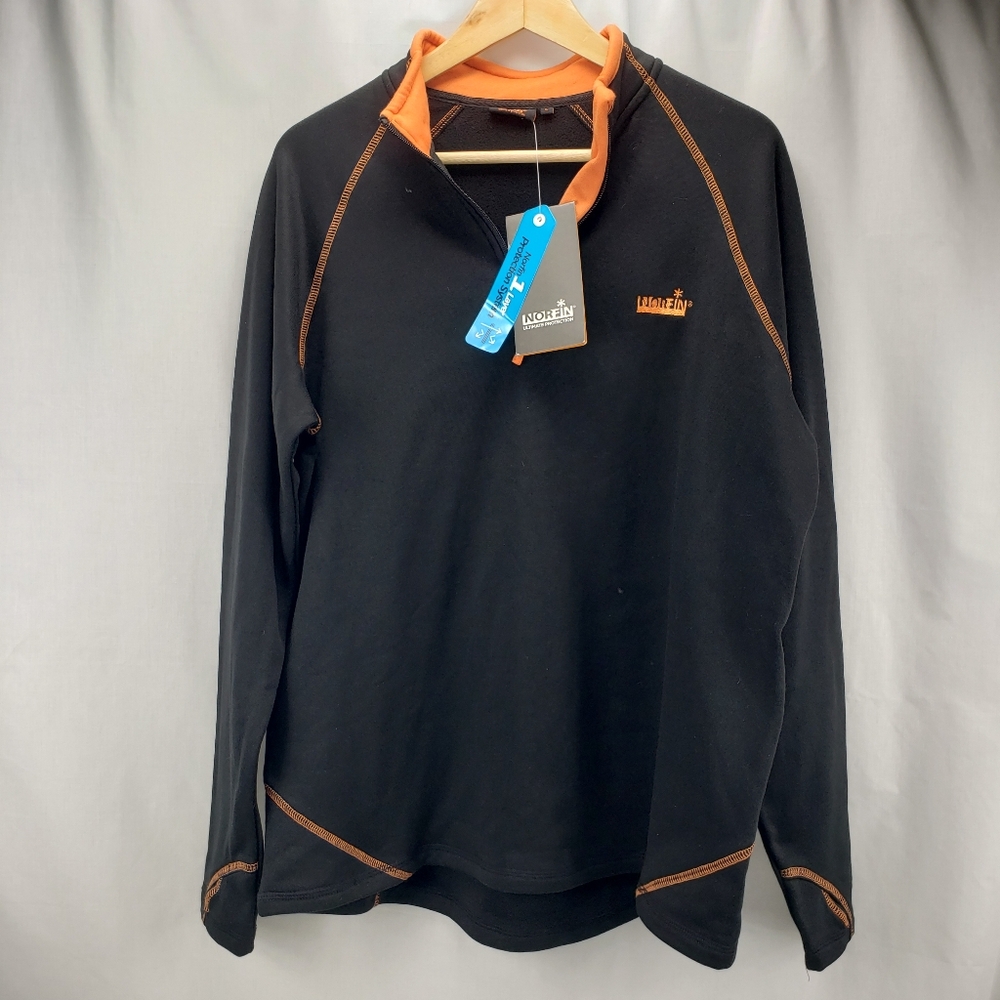 Norfin 1/4 Zip Men's Fleece Long Sleeve Pullover Orange Black Size L NWT